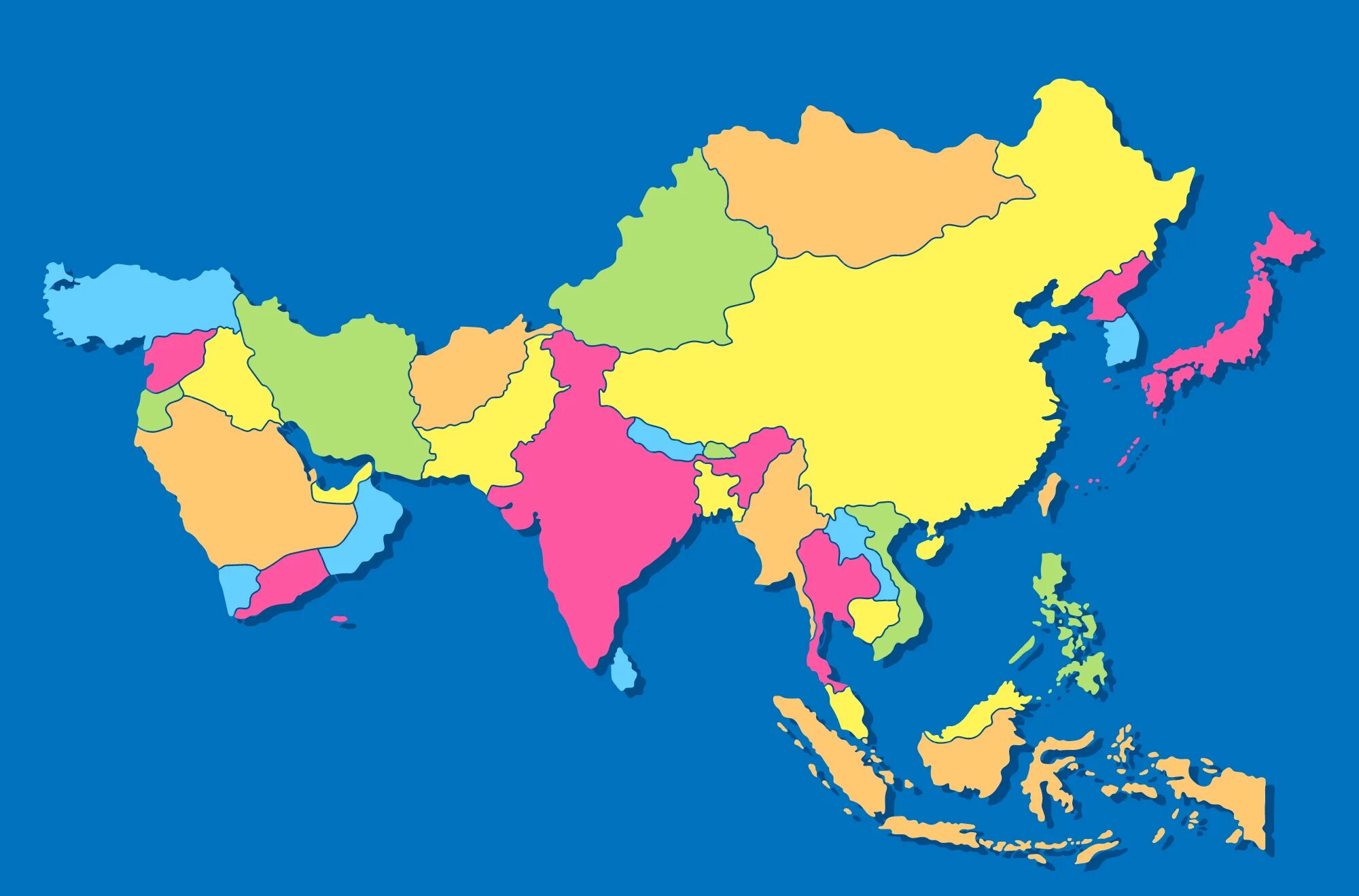 Asia expansion. Карта Азии. Asia на карте. Векторная карта Азии. Политическая карта Азии.