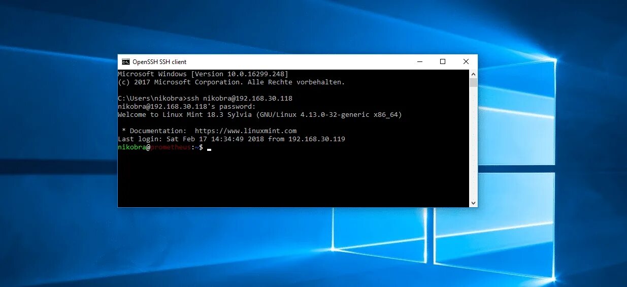 Ssh windows 10