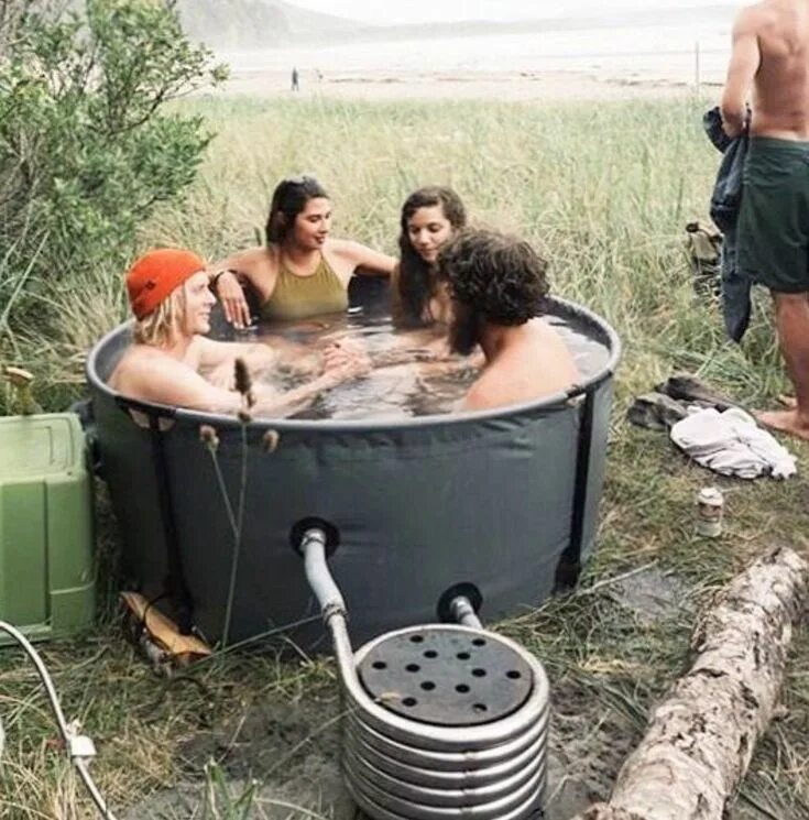 Nomad Collapsible hot Tub. Джакузи в деревянной палубе. Уличная по ваннам. Camping hot Tub.