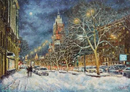 Зимний город картины художников