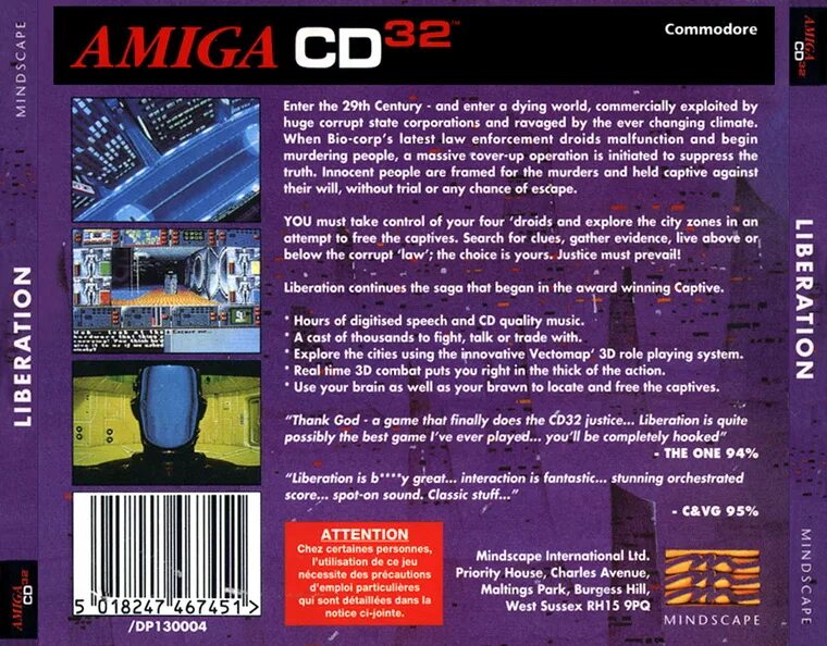Captive II: Liberation. Amiga Liberation. Amiga CD 32 Base Jumpers Cover. Back 2 back. Back 2 live
