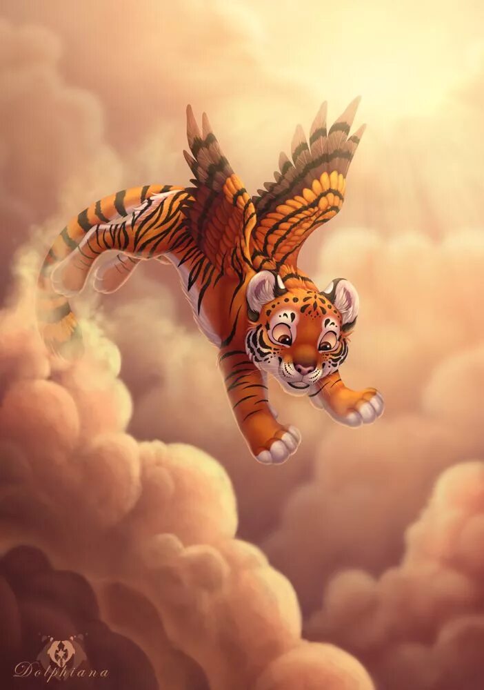 Летающий тигренок. Сказочный тигр. Тигрица в прыжке. Fly tiger. Флаинг тайгер.
