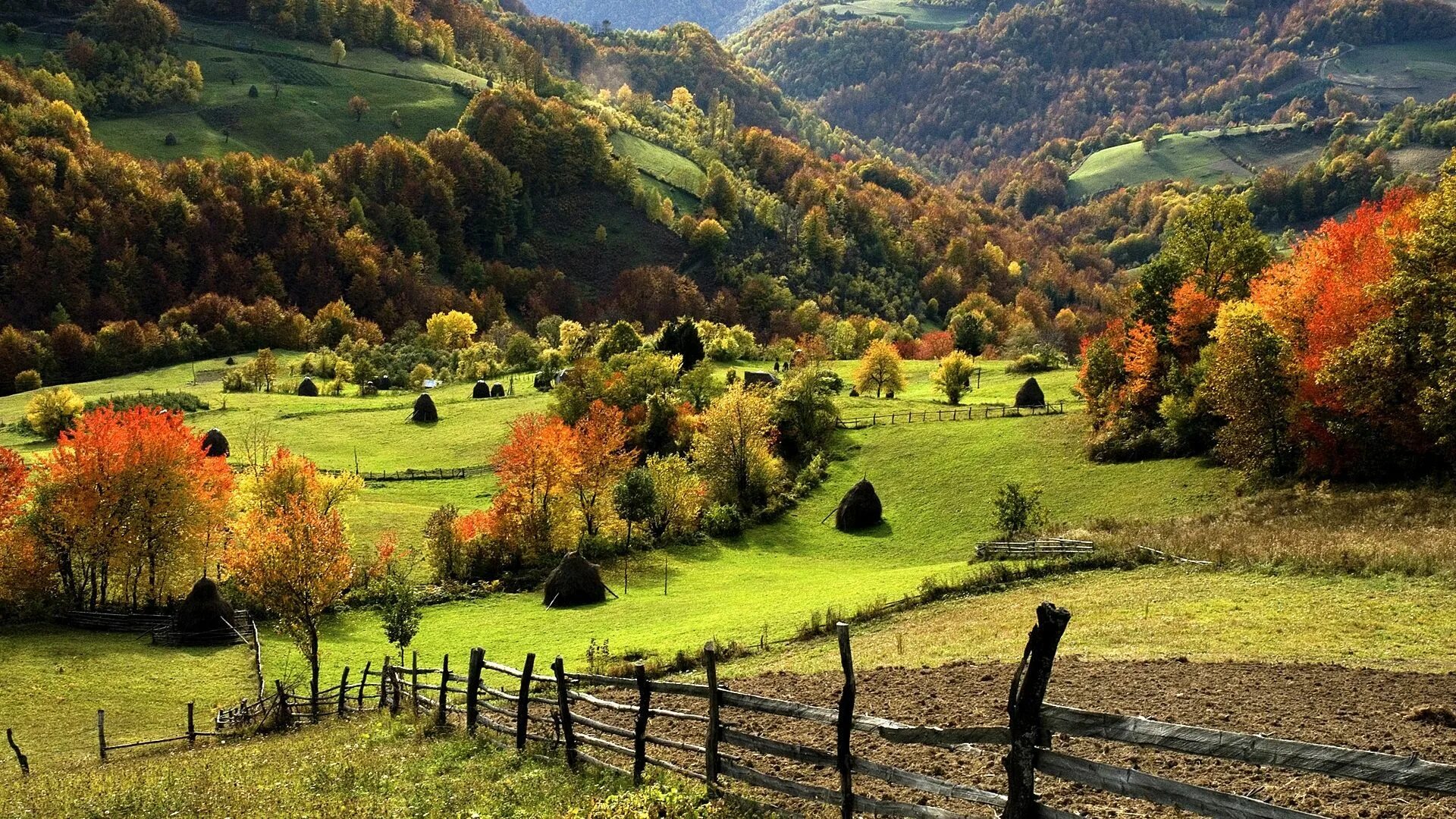 Осеньгорыдеревня Англия. Пейзаж. Осенний пейзаж. Осень в деревне.