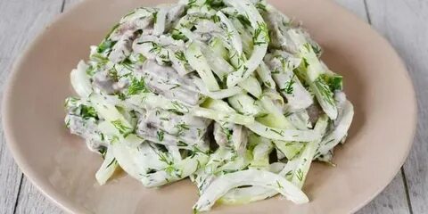 Салаты с языком говяжьим и огурцом