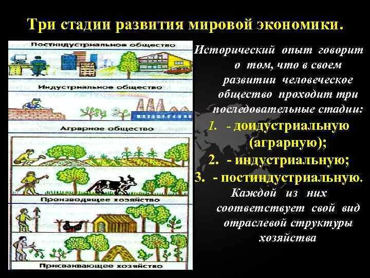 Постиндустриальное сельское хозяйство. Аграрный этап развития мировой экономики. Этапы становления и развития мирового хозяйства. Три этапа формирования мирового хозяйства. Стадии развития хозяйства.