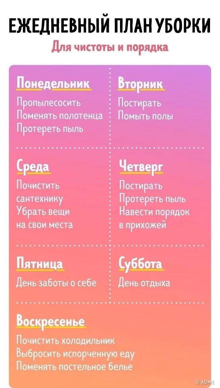 График работы по дому на неделю Pin on family