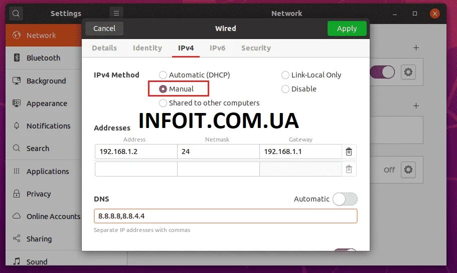 Linux статический ip. Ubuntu сетевые настройки. Настройка статического IP Ubuntu. Как настроить IP адрес в Linux. Настройка IP Linux gui.