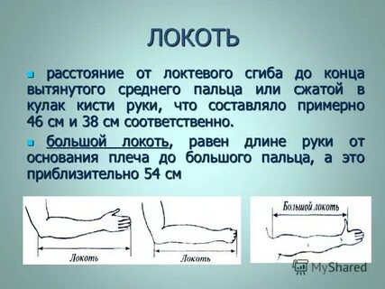От пальца до локтя расстояние