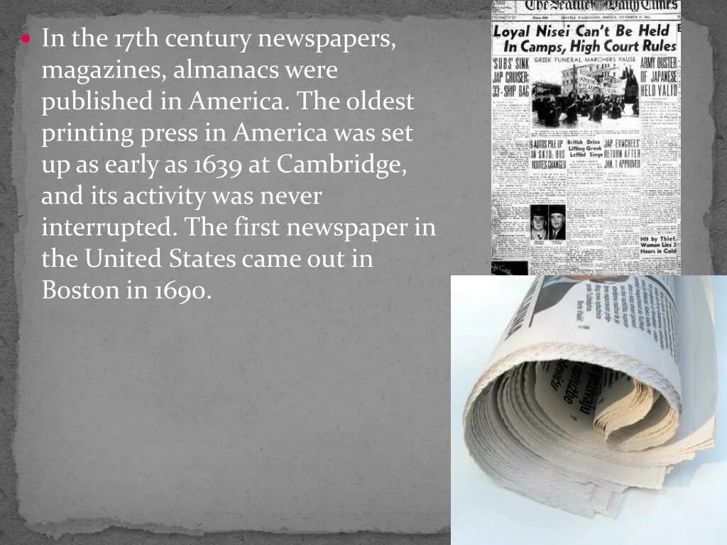 First newspapers. Newspapers презентация. Темы для газеты. Types of newspapers презентация. Газета на тему английская литература.