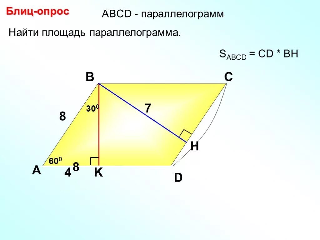 Как найти высоту параллелограмма зная стороны. Площадь параллелограмма. Площадь параллелограмма решение. ABCD параллелограмм SABCD-?. Что такое параллелограмм в геометрии.