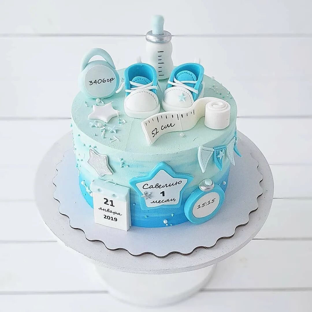 Baby on cloud for one month celebration - Baby Shower Baby cake design, Cake, Ba