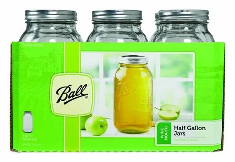 Ball Wide Mouth Half Gallon 64 Oz Jars with Lids and Bands, Set of 6 Half G...