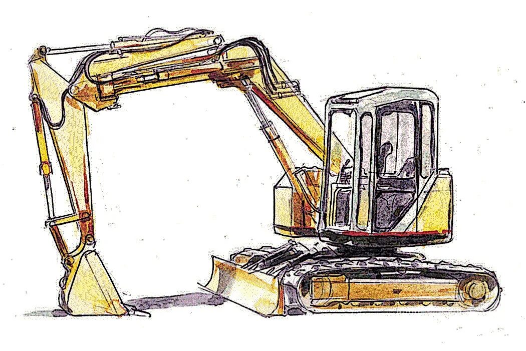 Экскаватор набросок. Изображение экскаватора. Экскаватор иллюстрация. Экскаватор для рисования.