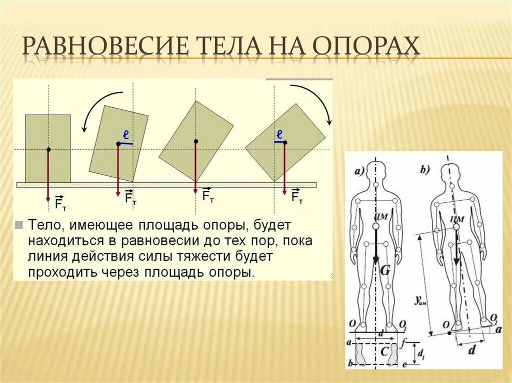 Центр тяжести условия равновесия