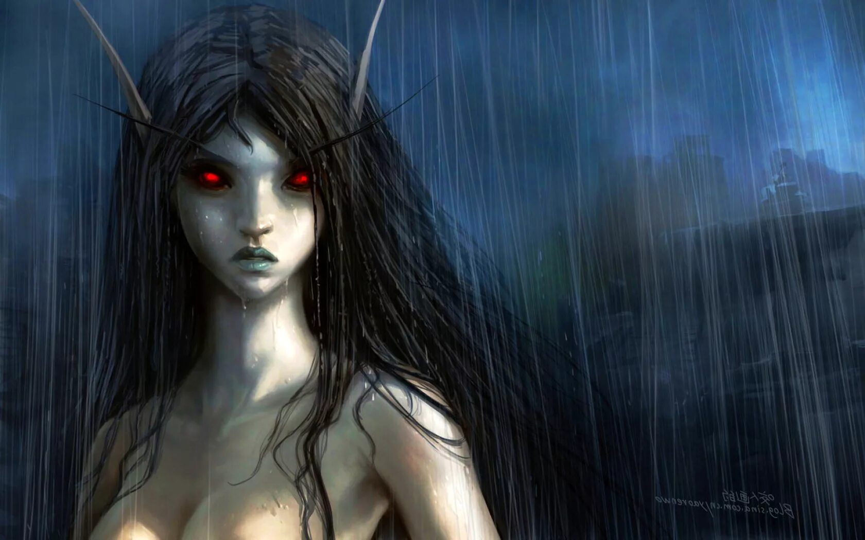 Эльф убийца. Эльфийка с черными глазами. Темно рыжая эльфийка. Эльф шадар-кай. Эльф с красными волосами.