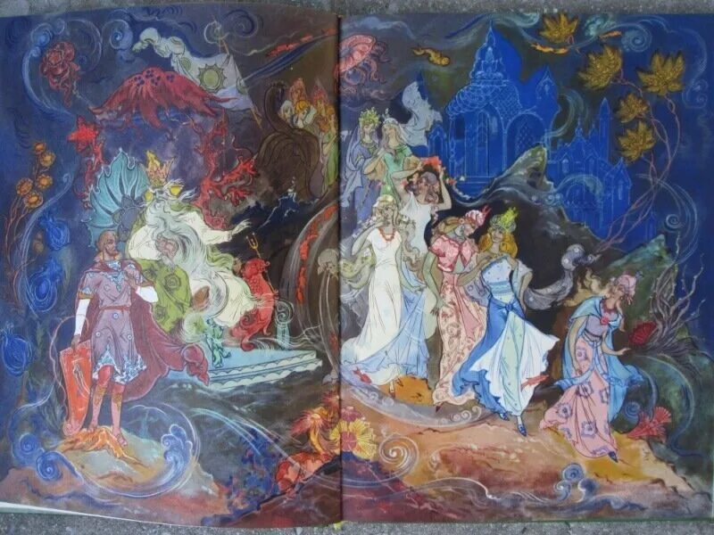 Характеристика шествие чуд морских из оперы садко. Борис кукулиев палех. кукулиев палех. кукулиев садко в подводном царстве. садко палех.