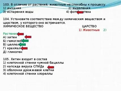 Установите соответствие между царствами и их характеристиками