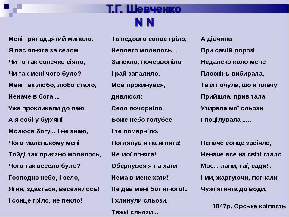 Стихотворение завещание шевченко. Стих Тараса Шевченко мені тринадцятий минало. Стих Тараса Шевченко мени 13 минало.