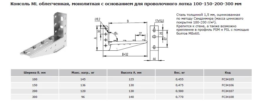 Консоль ml облегченная. Консоль для кабельных лотков ДКС 100. Консоль с опорой ml осн. 150 Чертеж. Скоба ТМ для крепления лотка (100 мм). Консоль проволочного лотка 150.