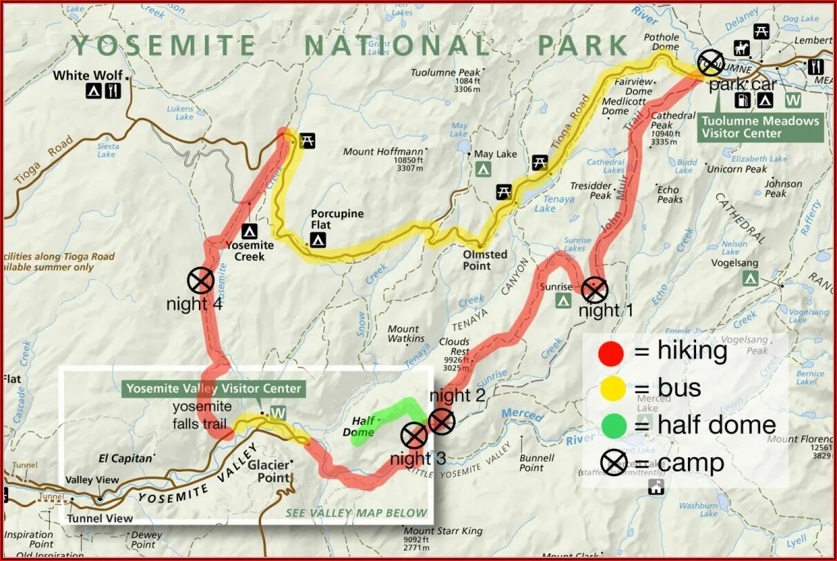 Йосемити на карте северной. Карта парка Йосемити. План парка Йосемити. Yosemite Valley Map. Йосемит река на карте.