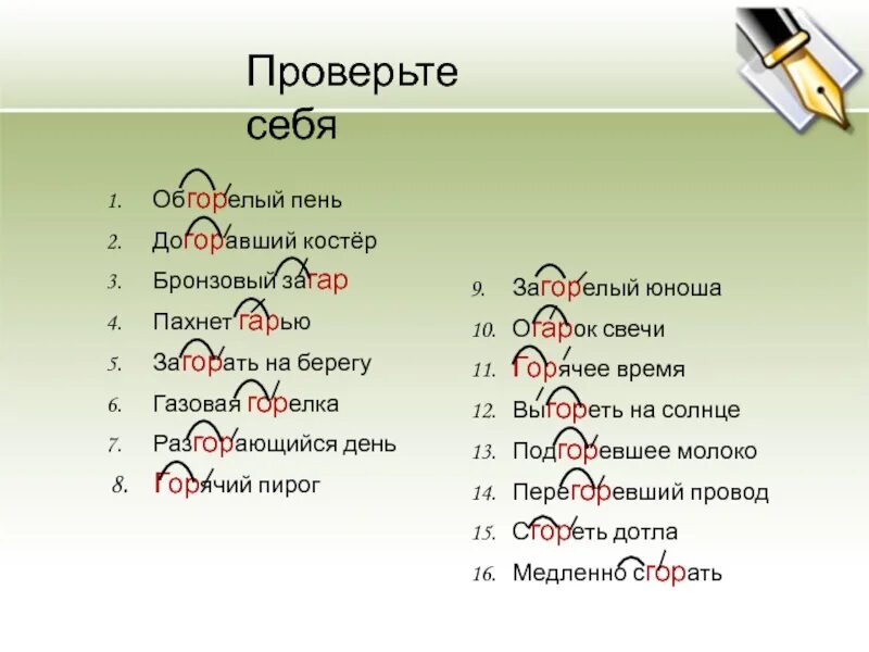 Приставка слова загорать