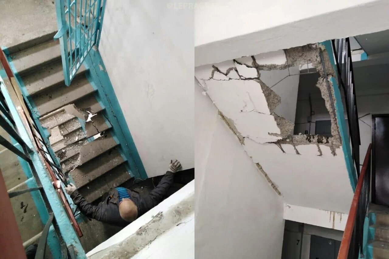 Дом падает со стены