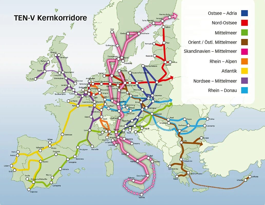 Транспортная сеть Европы. Трансъевропейская транспортная сеть (ten-t). Карта транспортных путей Европы. Транспортные пути Европы.