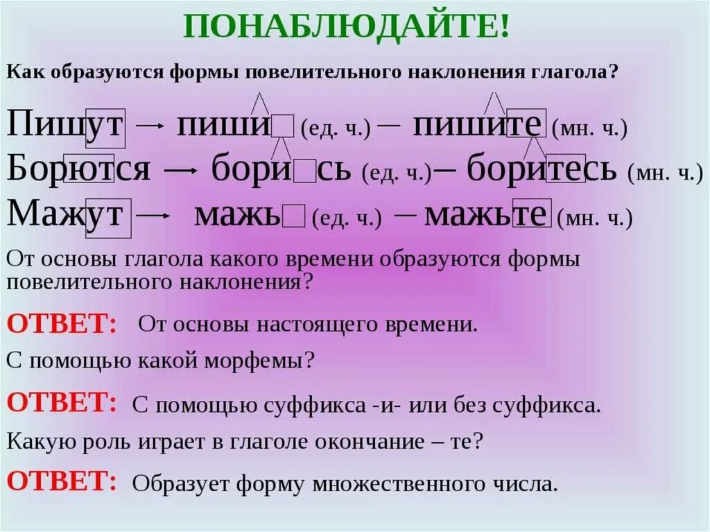 Формы глагола в русском языке 5 класс. Как образуется повелительное наклонение. RFR J,hfpetnbncz gjdtkbntkmyjt yfrkjytybt. Суффиксы повелительного наклонения глагола. Повелительная форма глагола.