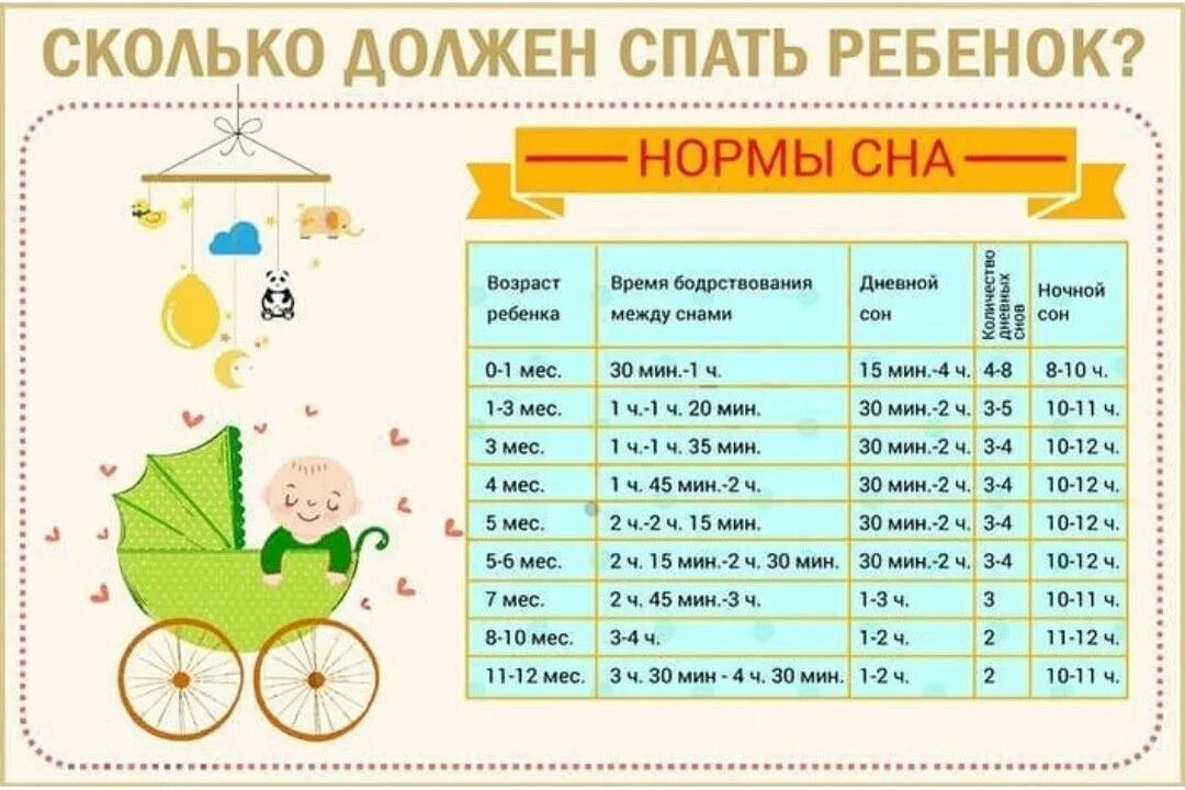 Сколько днем должен спать 6 месячный ребенок