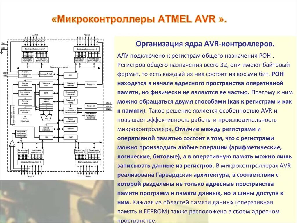 Память программ микроконтроллера. Регистры микроконтроллера avr. архитектура микроконтроллеров семейства avr. структурная организация микроконтроллеров avr. архитектура микроконтроллеров атмел.