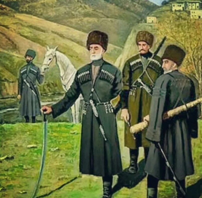 1859 — Присоединение Чечни к Российской империи.. Кившенко Кавказ. Меч имама Шамиля.