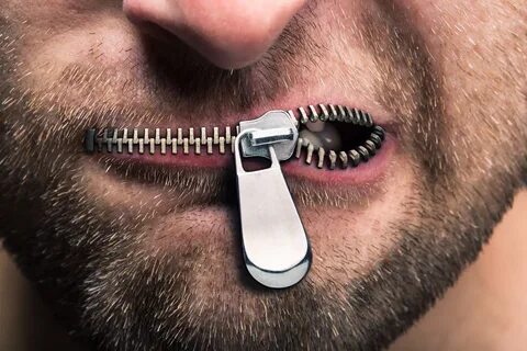 Zipped mouth.