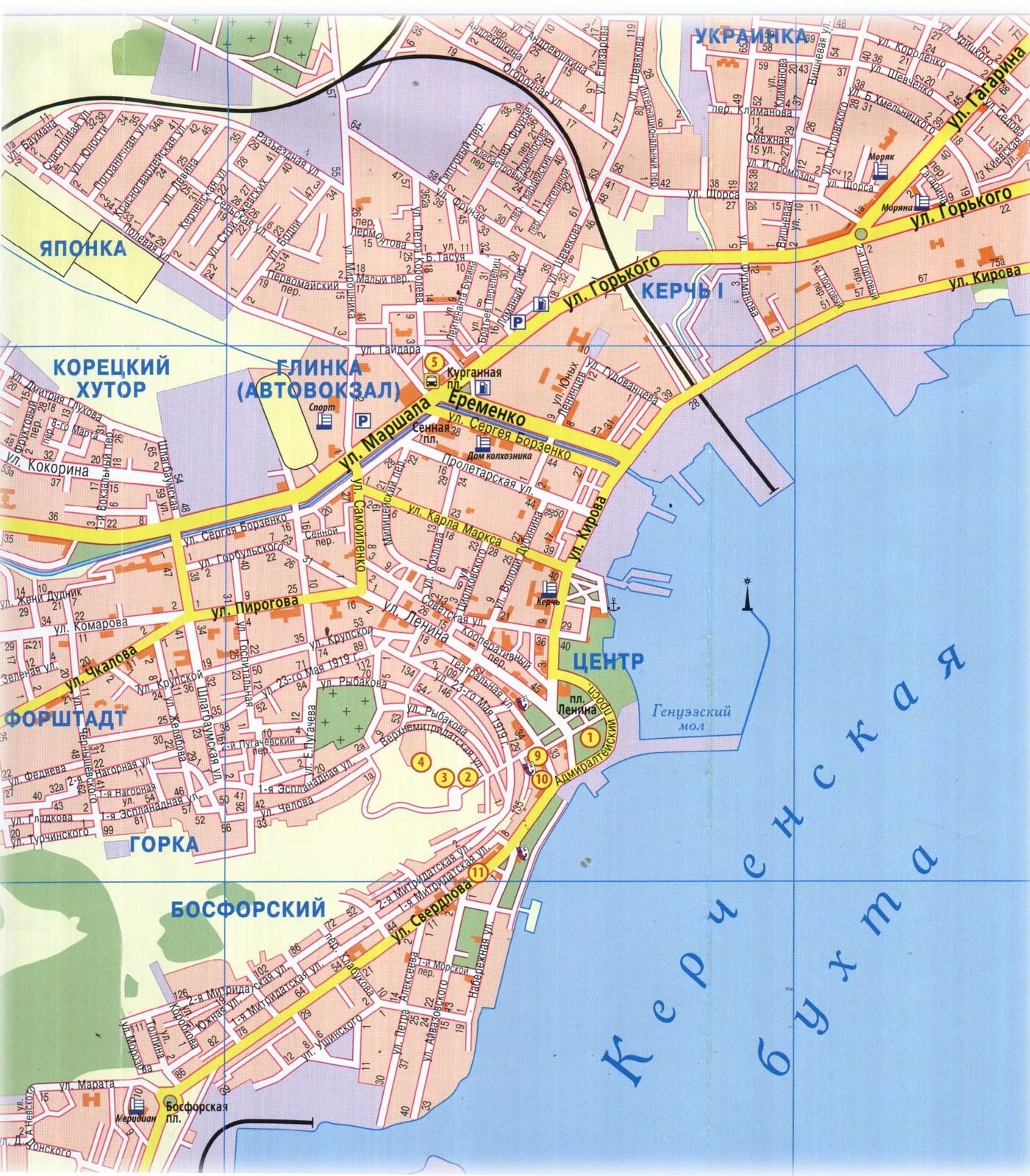 Карта города Керчи подробная. Город Керчь на карте. Карта города Керчи с улицами. Карта города Керчи.
