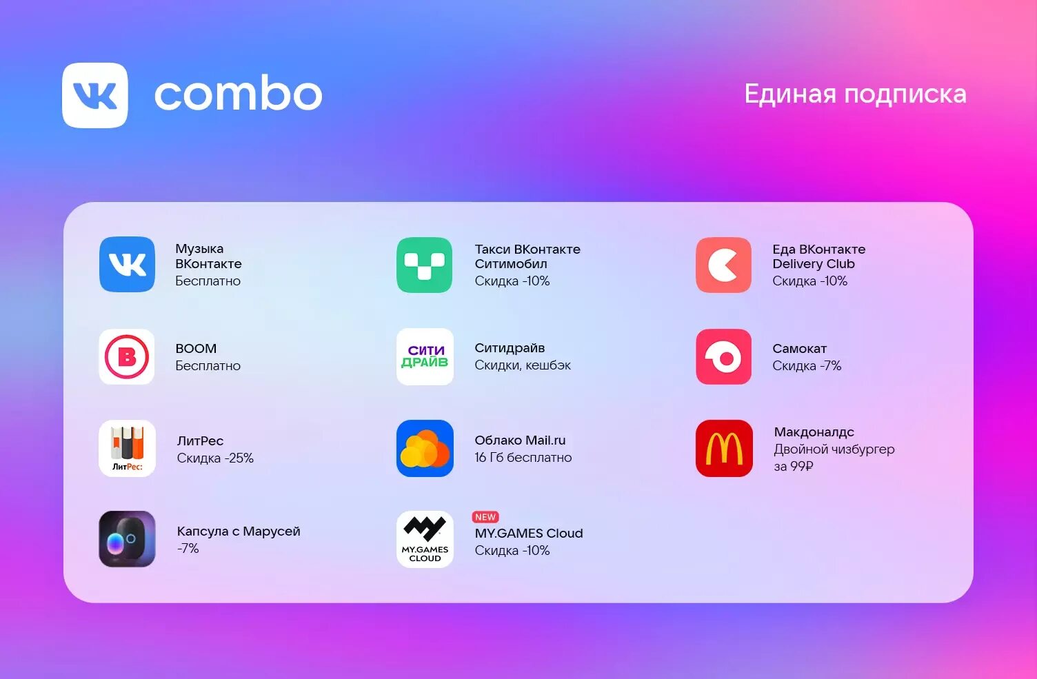 ВК комбо. Подписка Combo. Подписка ВК. ВК комбо реклама.