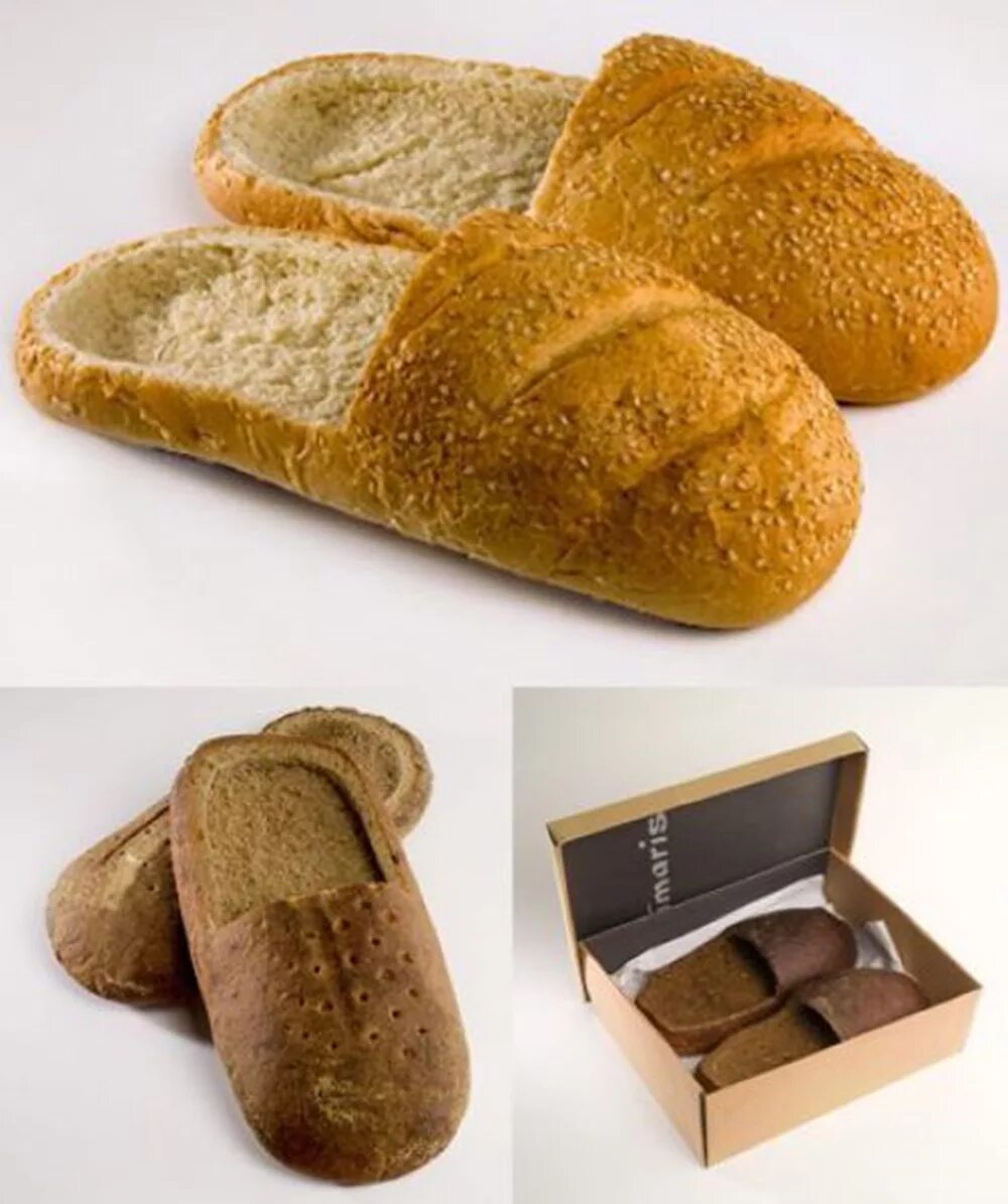 Тапочки из хлеба. Необычные хлебобулочные изделия. Тапки в виде батона. Хлеб необычной формы.