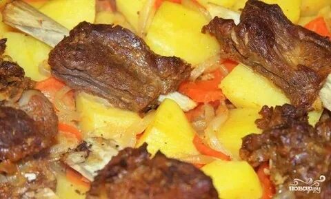 Ребрышки с овощами в духовке в рукаве