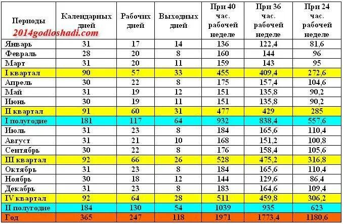 Количество отработанных недель