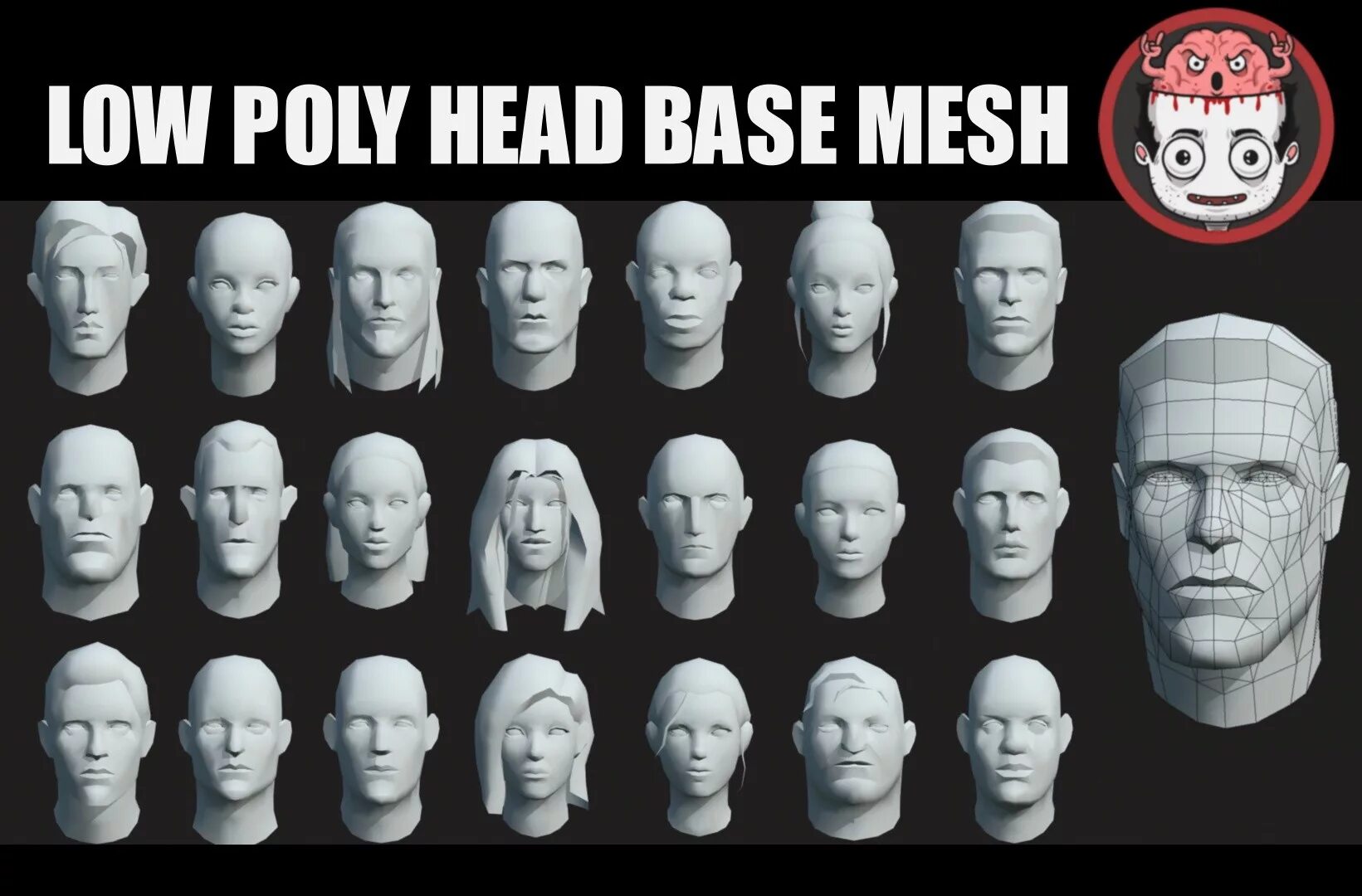 Лоу Поли голова. Меш 3д модель. Меш лица. Low Poly человек. Based heads