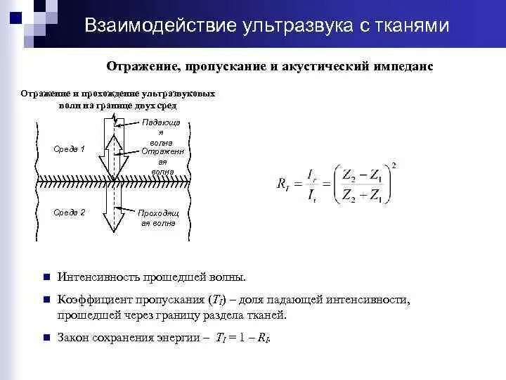 Ультразвук имеет частоту колебаний. Поглощение ультразвуковых волн схема. формула поглощения ультразвука. устройство приемника ультразвуковых волн. отражение ультразвука от границы раздела сред.