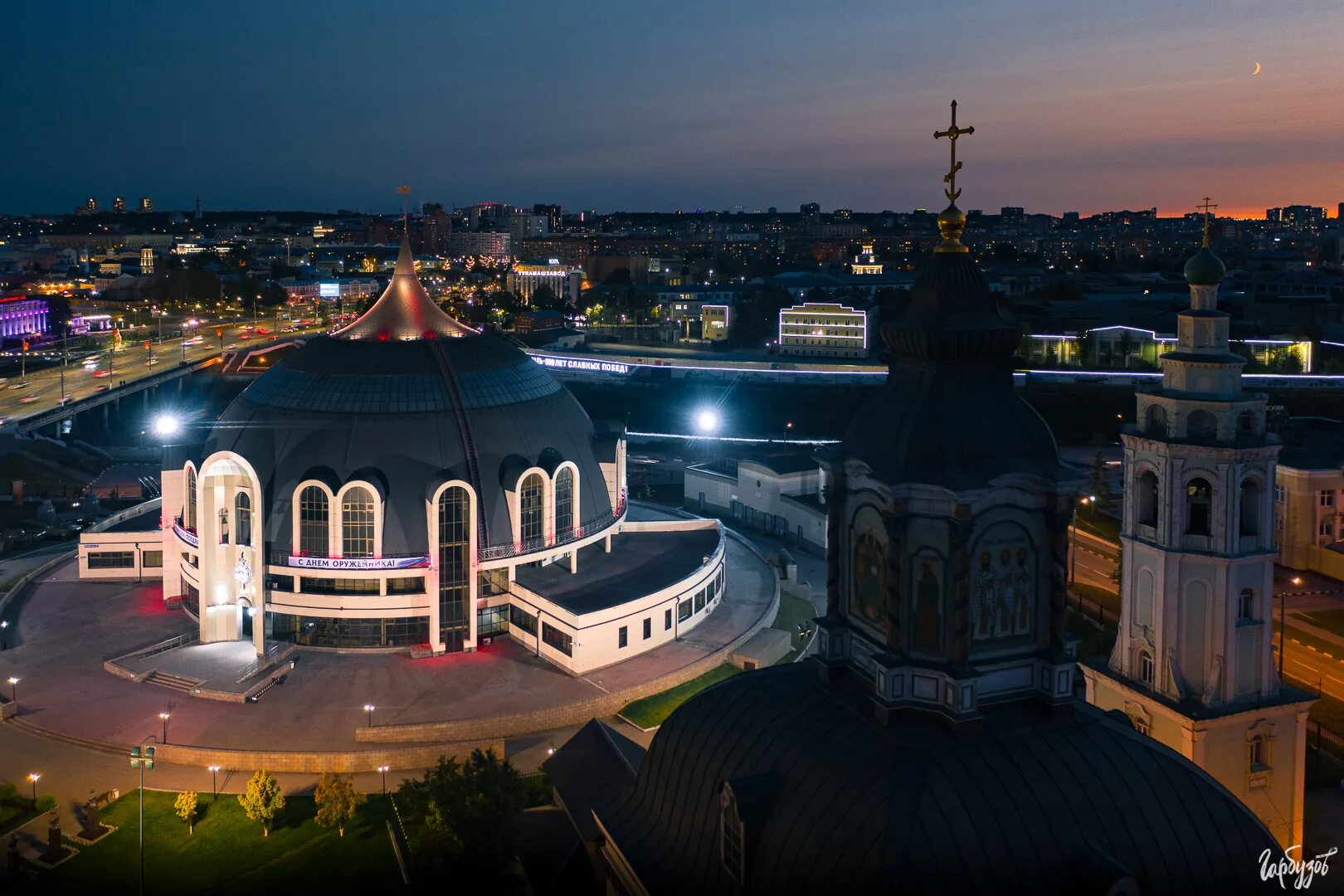Вечерний Тульский Кремль и Казанская набережная с воздуха - Фотограф Илья Гарбуз
