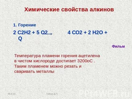 Реакция горения ацетилена