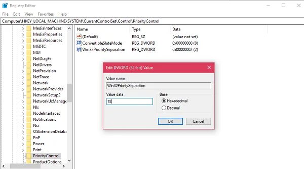 Win32 priority. Win32priorityseparation наилучшее значение.
