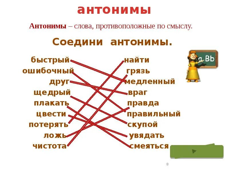 Подбери к каждому противоположное по смыслу