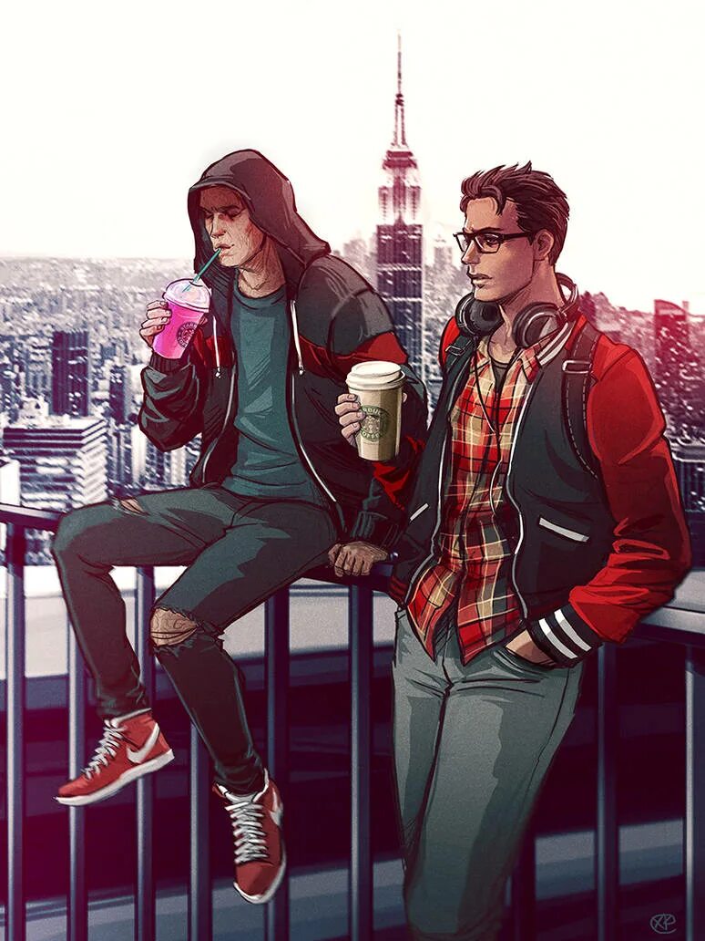 Peter parker x peter parker. Уэйд и Питер. Питер Паркер и Питер Паркер. Питер Паркер и Уэйд Уилсон арт. Уэйд Уинстон и Питер Паркер.