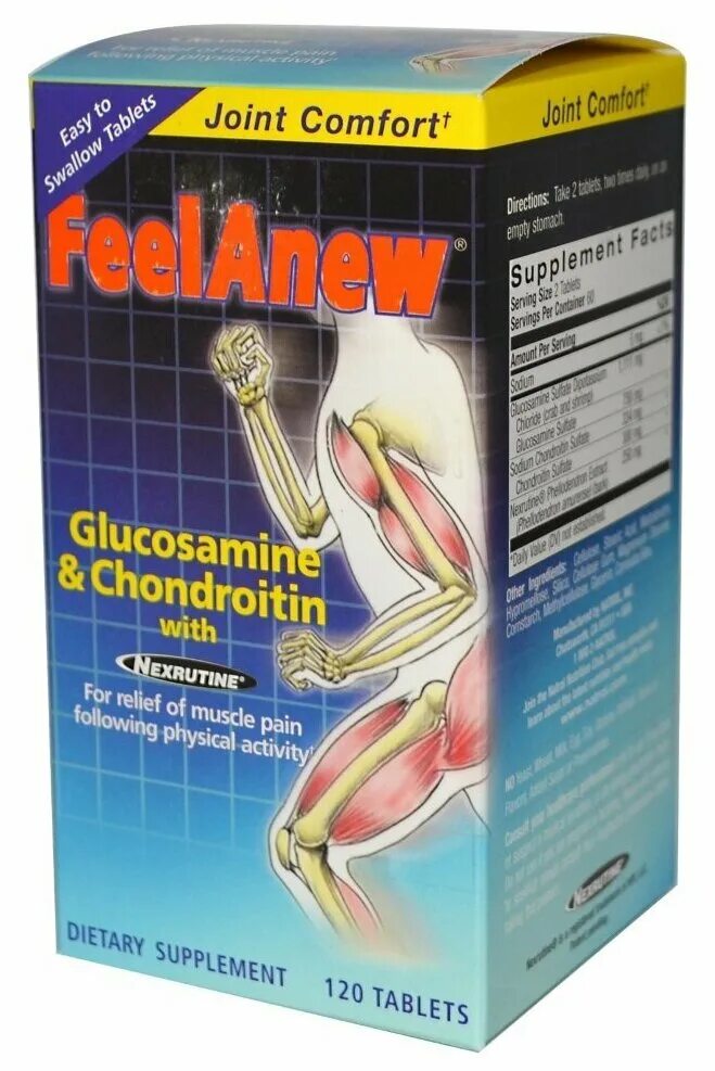 Купить таблетки хондроитин для суставов. Natrol FEELANEW (120 таб.). Препарат для суставов и связок. Витамины для суставов и хрящей. Витамины для коленных суставов.