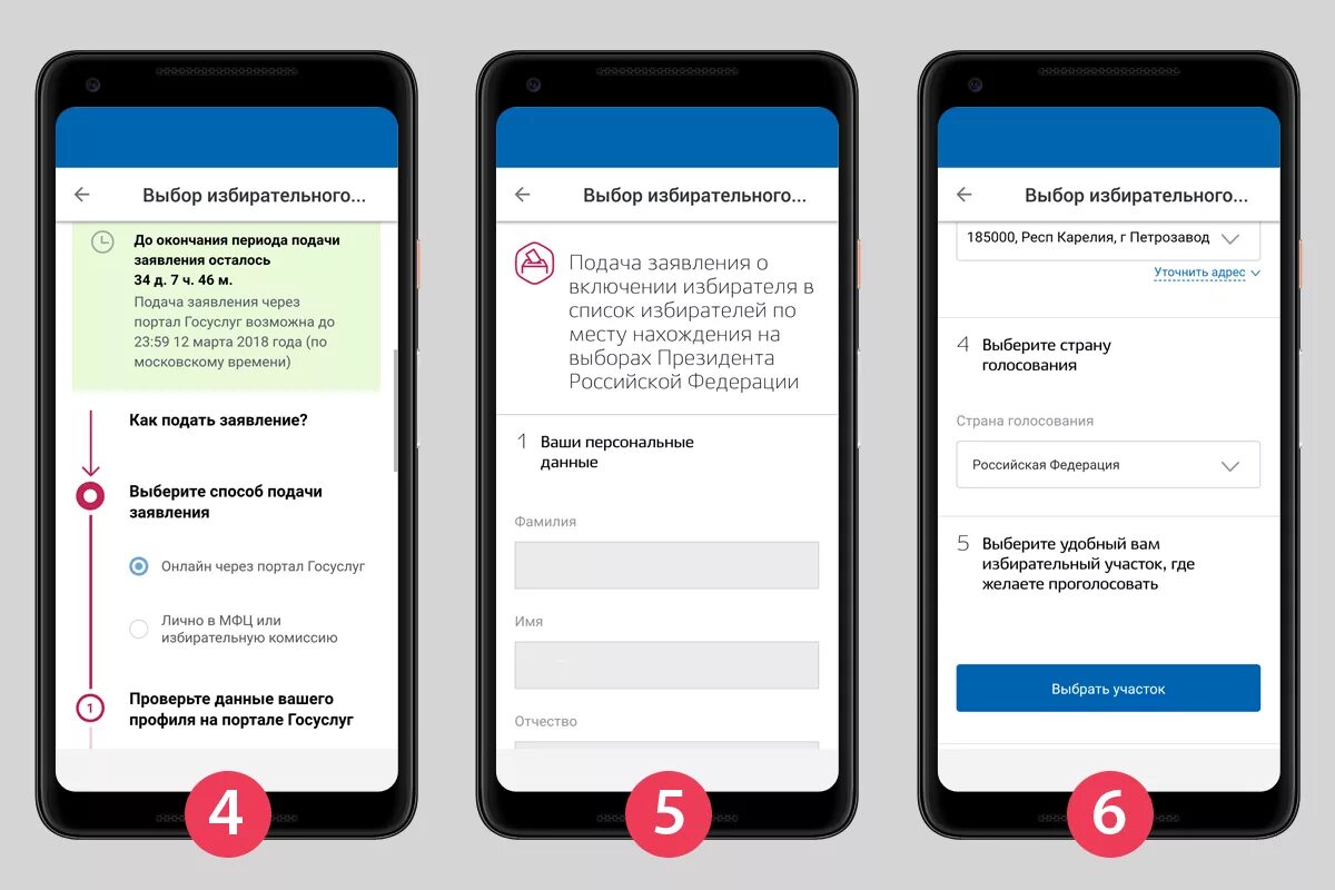 Номер избирательного участка по прописке москва. Голосование через мобильное приложение. Экран с заявкой.