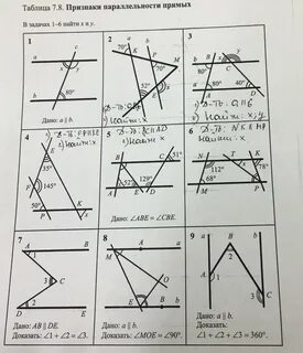 Задачи на признаки параллельных прямых 7 класс по готовым чертежам