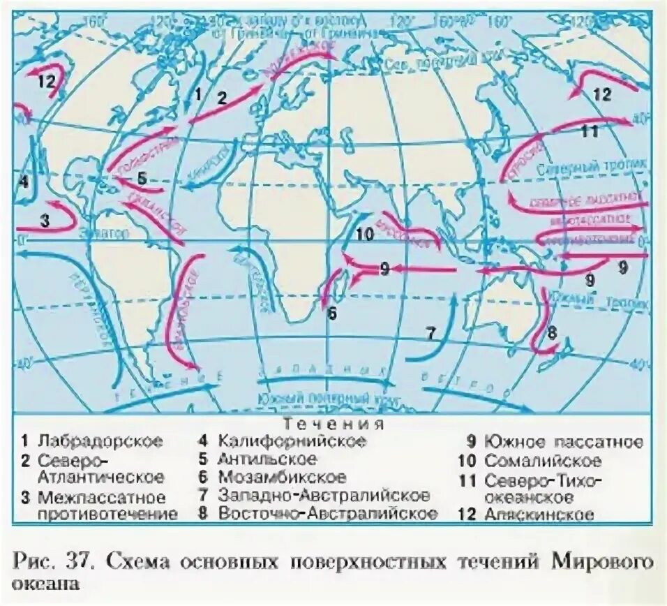 Течение сколько дне. Схема основных поверхностей тесениймирового океана. Схема основные поверхности течения мирового океана. Течения мирового океана на контурной карте 7 класс география. Контурная карта течения мирового океана 6 класс.