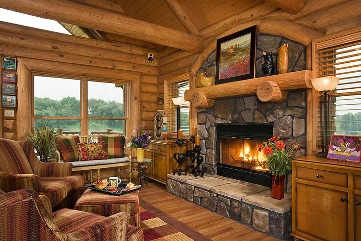 Pin on casas de madeira Log home interiors, Cabin interiors, Log homes