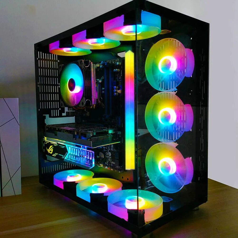 Светящиеся компы. Вентиляторы Coolmoon 120mm RGB. Корпус с РГБ подсвкткой с вентиляторами. ARGB вентиляторы 120мм. РГБ подсветка для ПК.